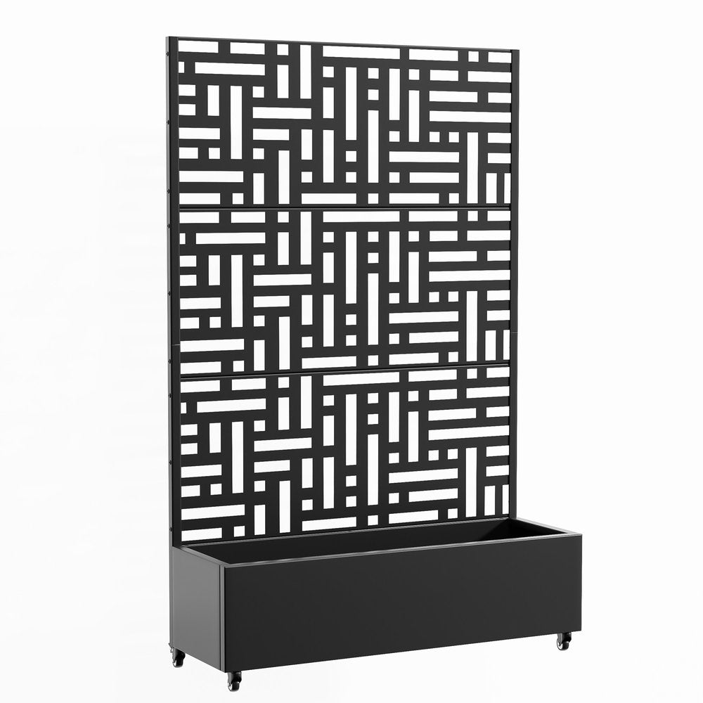 71" X 47" Black Galvanized Metal Rectangular Planter Box