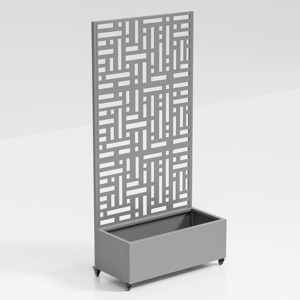 70" X 35" Gray Galvanized Metal Rectangular Planter Box