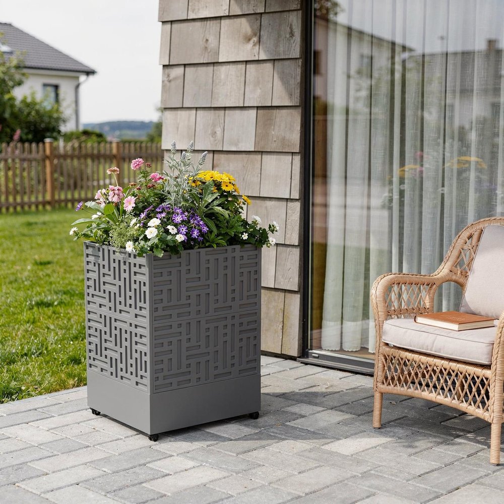 70" X 35" Gray Galvanized Metal Rectangular Planter Box
