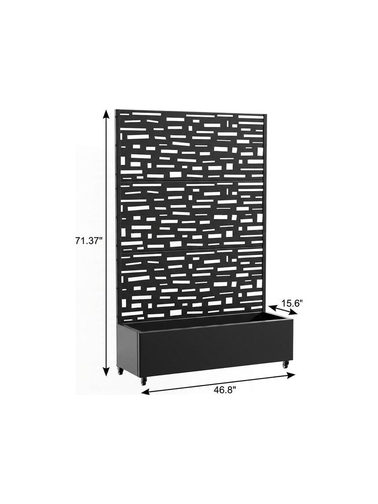 71" X 47" Black Galvanized Metal Rectangular Planter Box