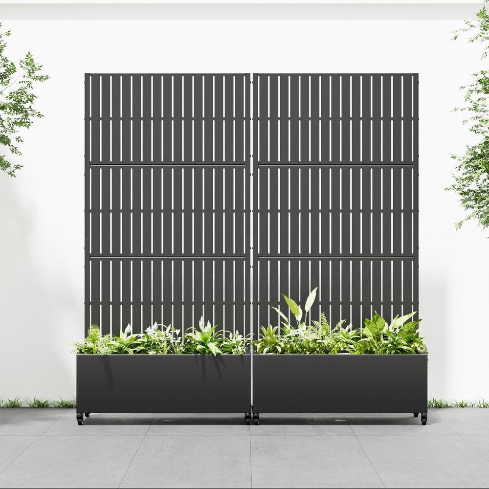 71" X 35" Black Galvanized Metal Rectangular Planter Box