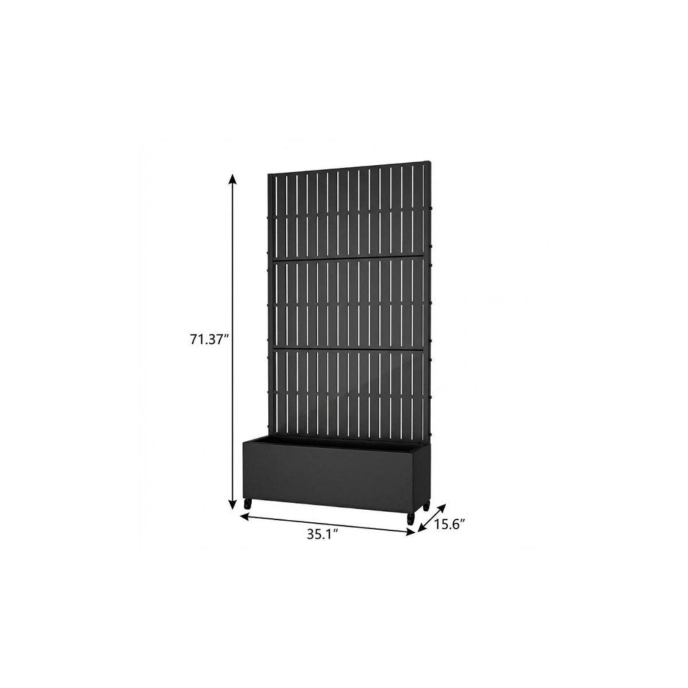 71" X 35" Black Galvanized Metal Rectangular Planter Box