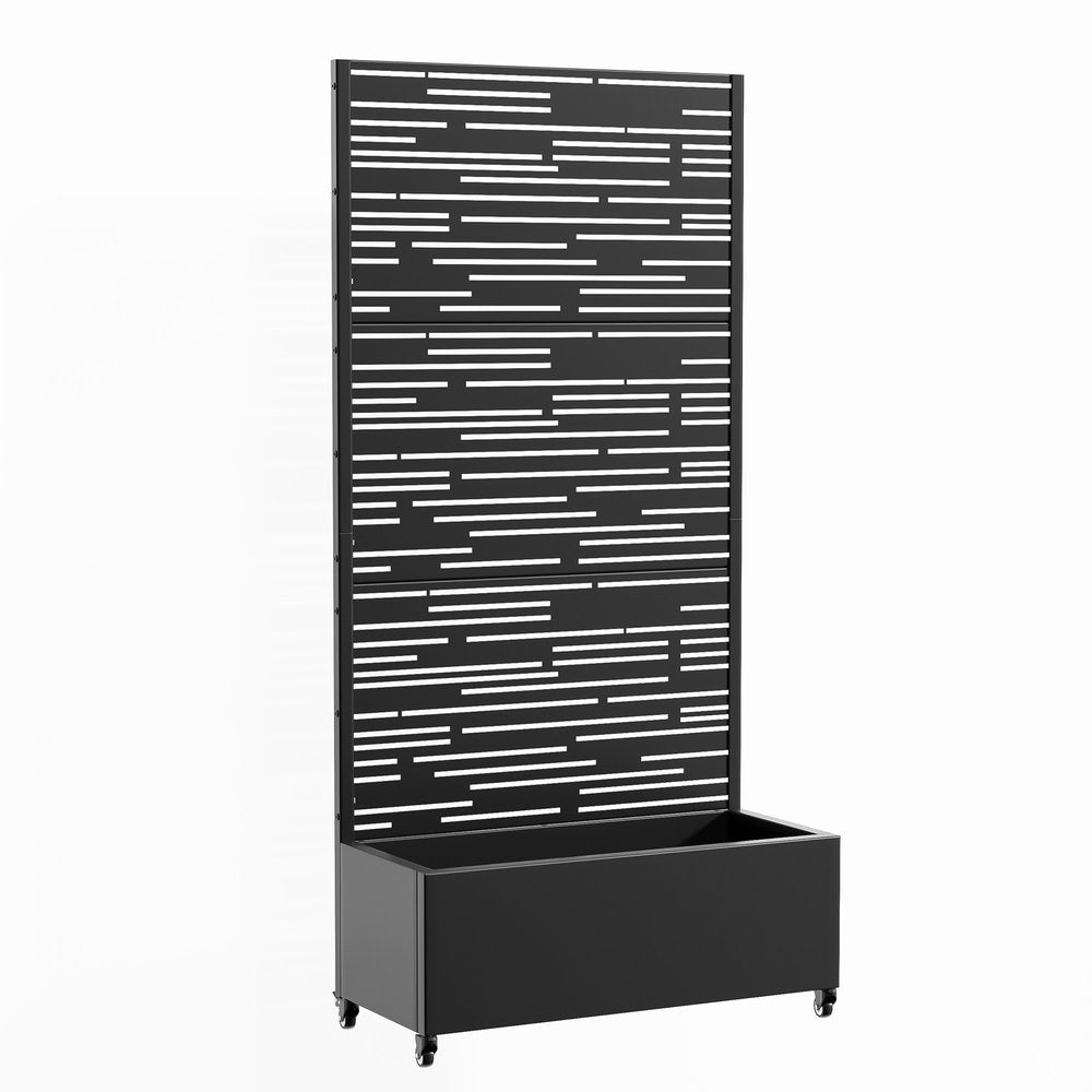 71" X 35" Black Galvanized Metal Rectangular Planter Box