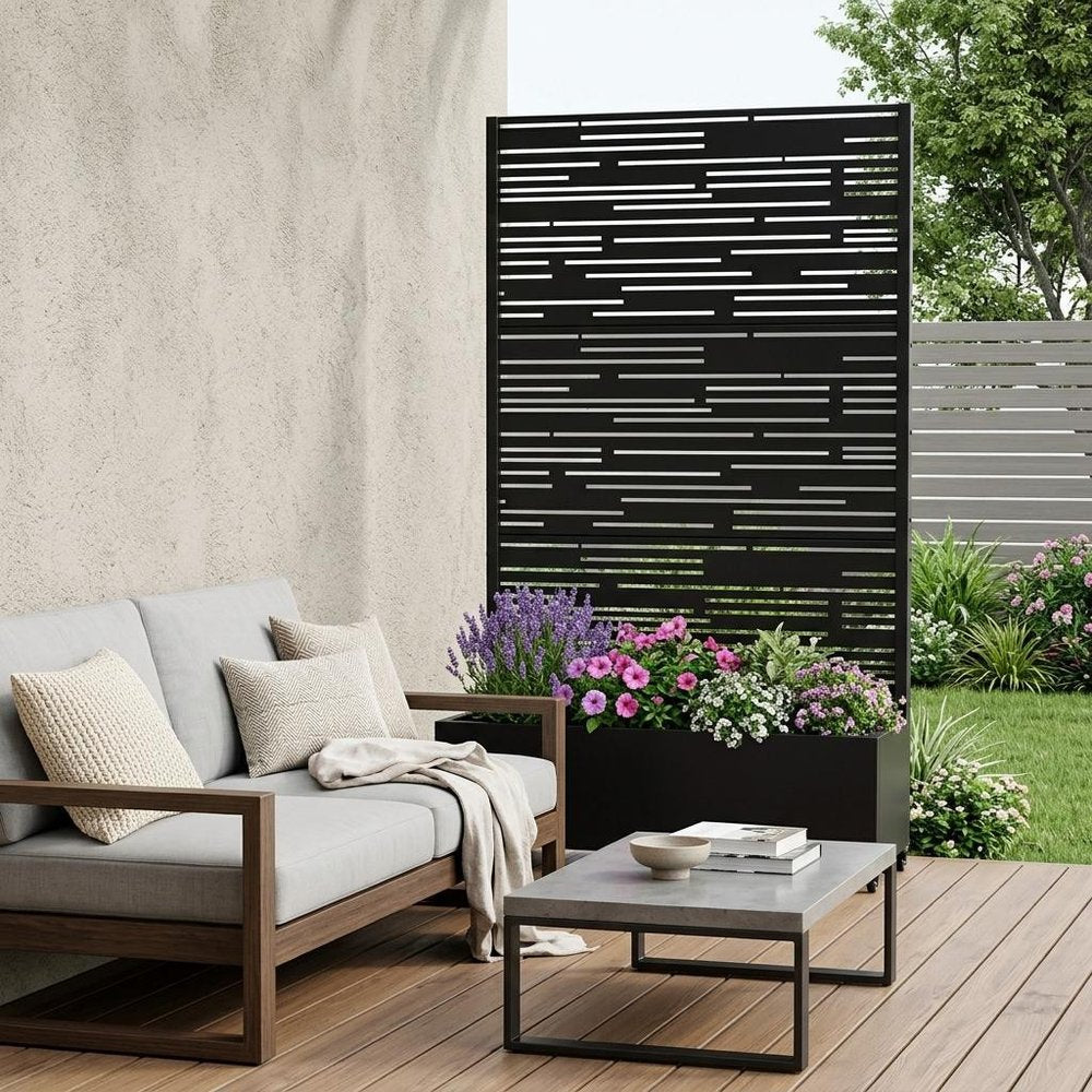 71" X 35" Black Galvanized Metal Rectangular Planter Box