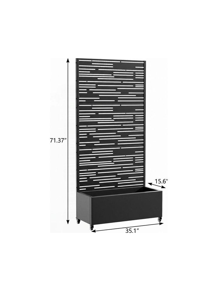 71" X 35" Black Galvanized Metal Rectangular Planter Box