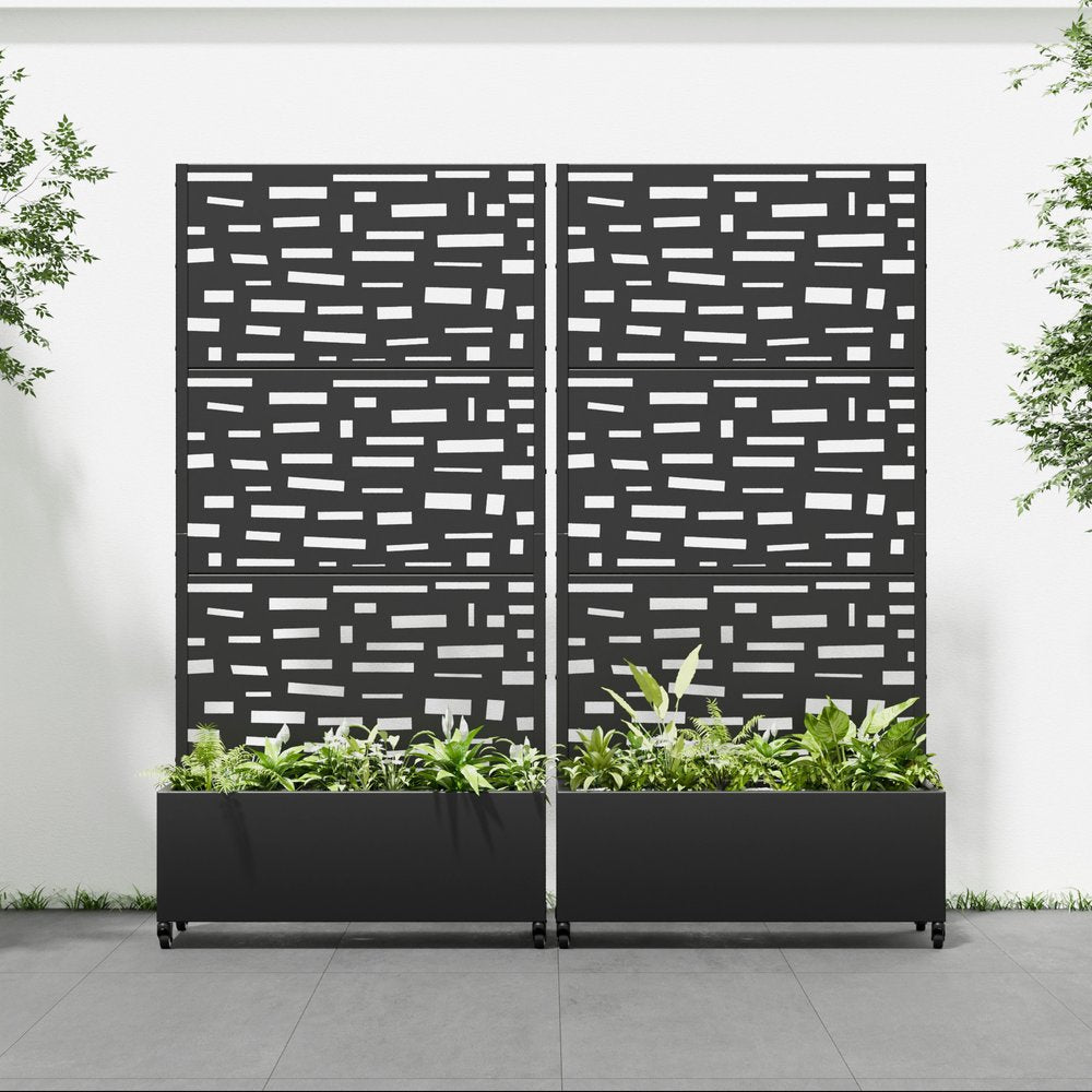 71" X 35" Black Galvanized Metal Rectangular Planter Box