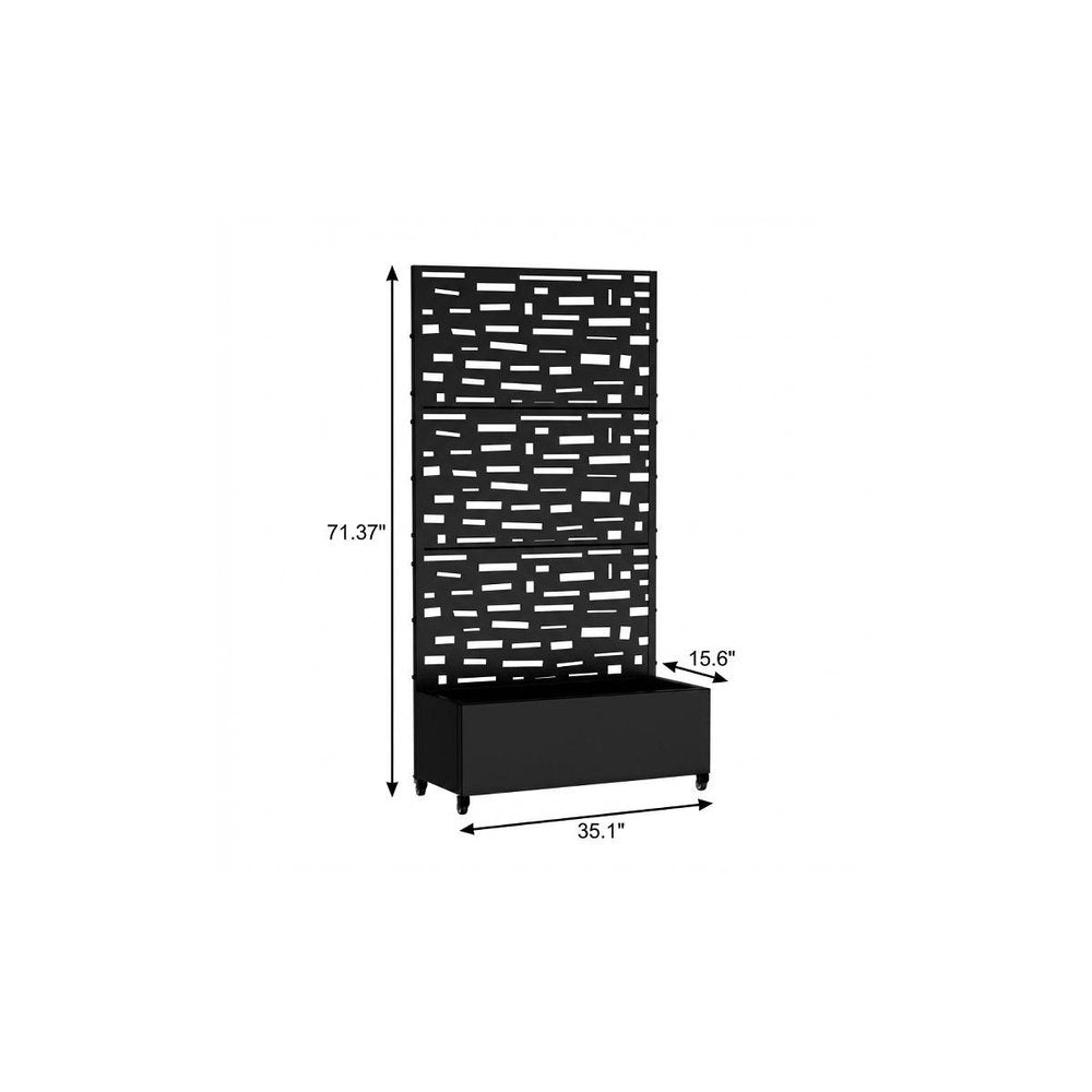 71" X 35" Black Galvanized Metal Rectangular Planter Box