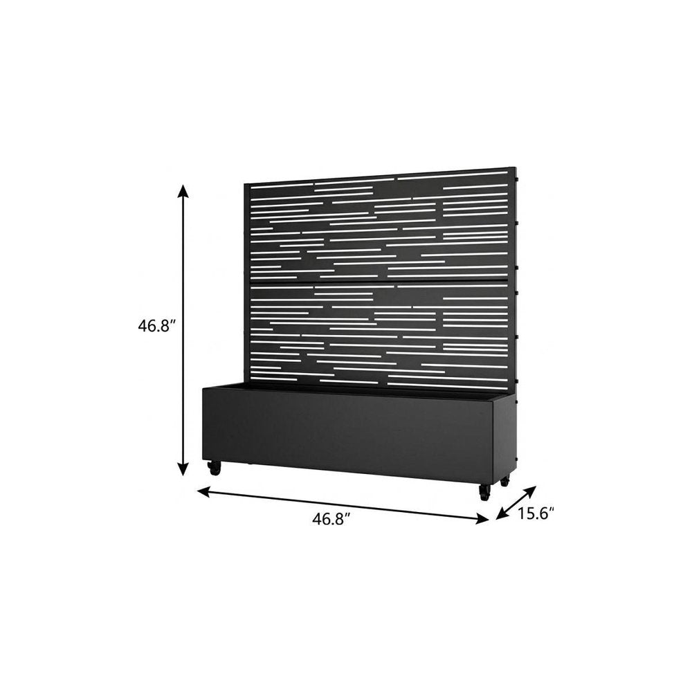 47" X 47" Black Galvanized Metal Rectangular Planter Box