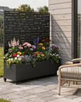 47" X 47" Black Galvanized Metal Rectangular Planter Box