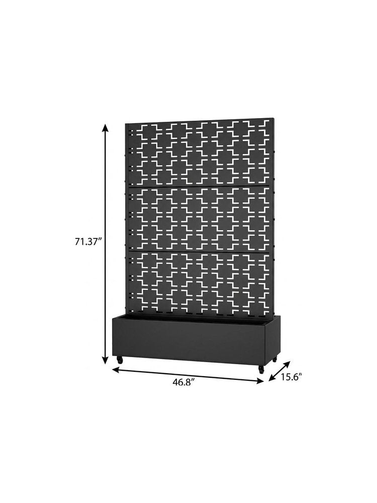 71" X 47" Black Galvanized Metal Rectangular Planter Box