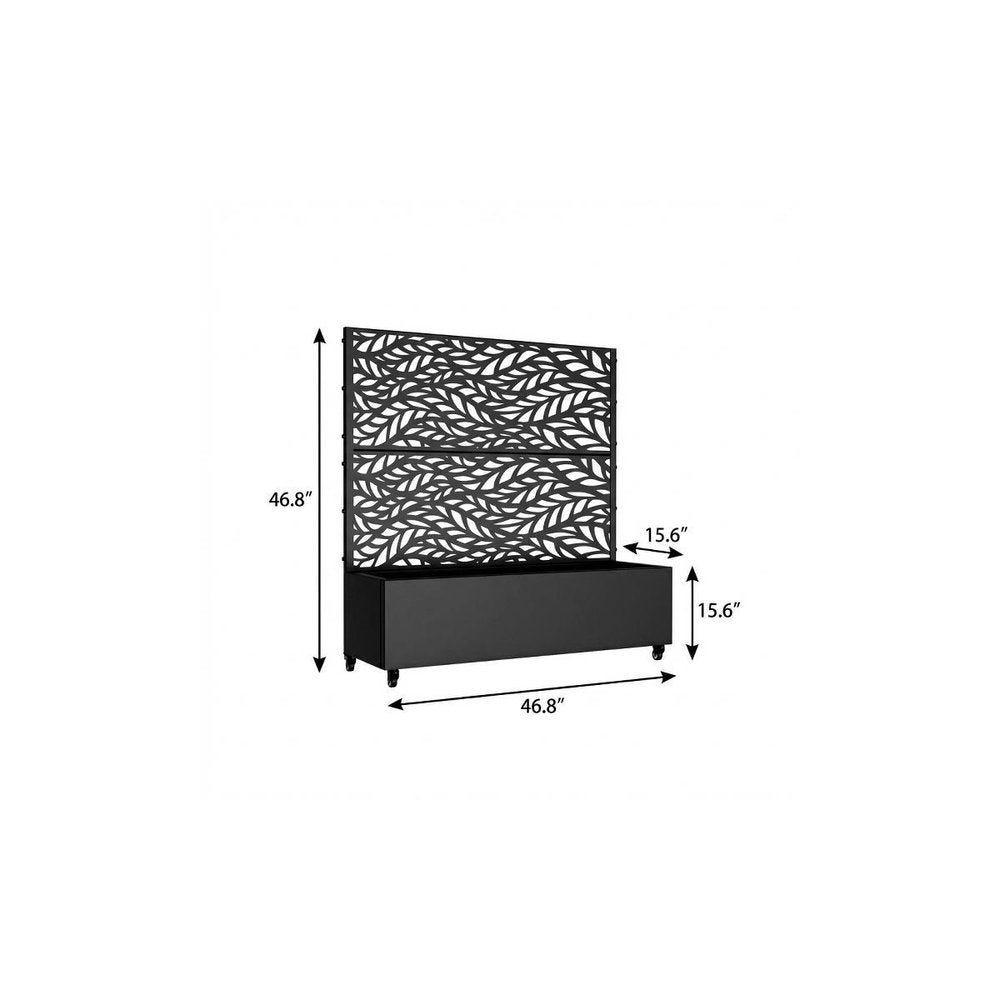 47" X 47" Black Galvanized Metal Rectangular Planter Box