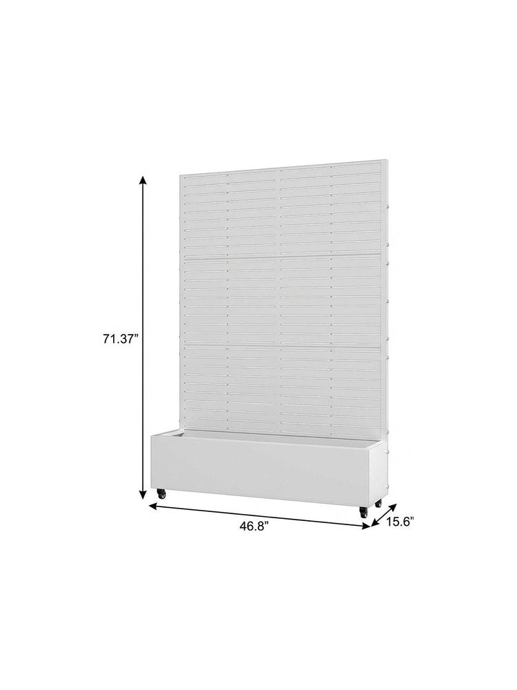 71" X 47" White Galvanized Metal Rectangular Planter Box