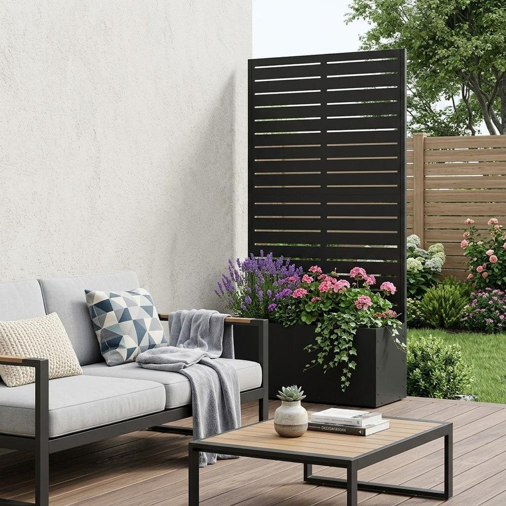 59" X 29" Black Galvanized Metal Rectangular Planter Box