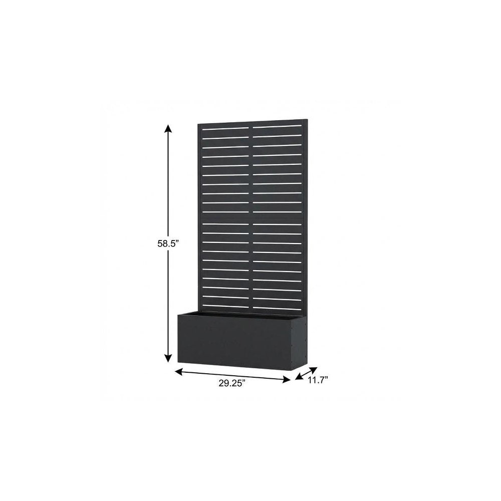59" X 29" Black Galvanized Metal Rectangular Planter Box