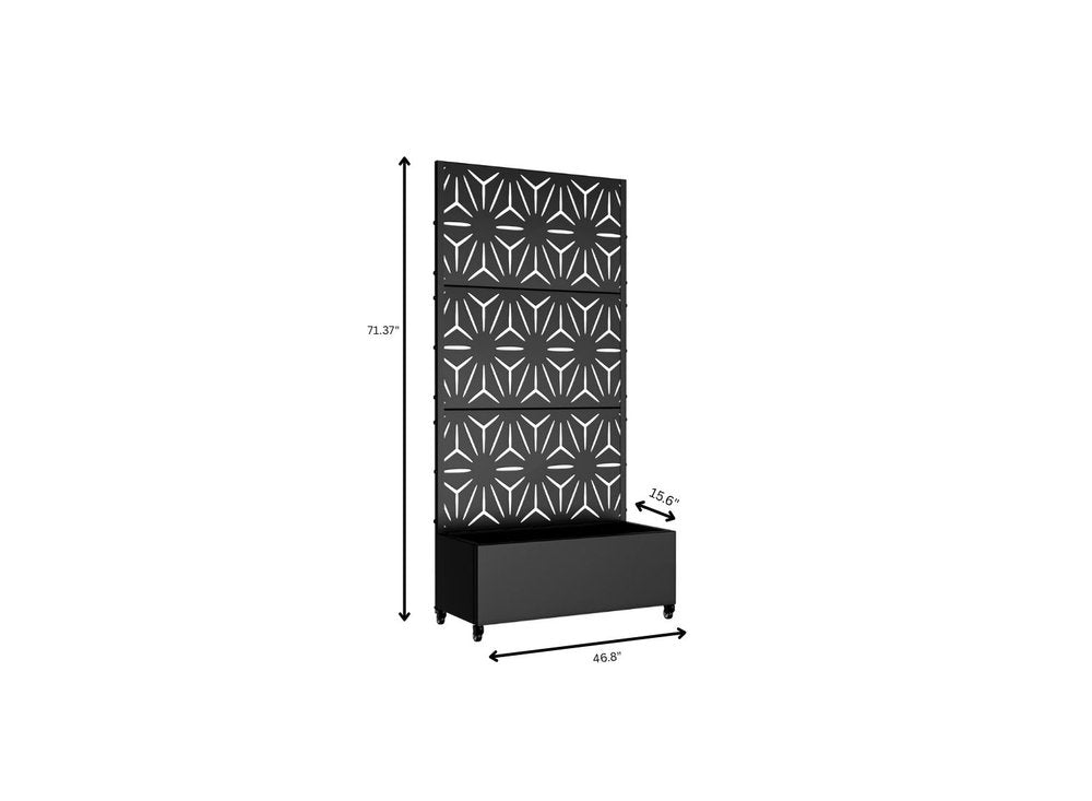 71" X 35" Black Galvanized Metal Rectangular Planter Box