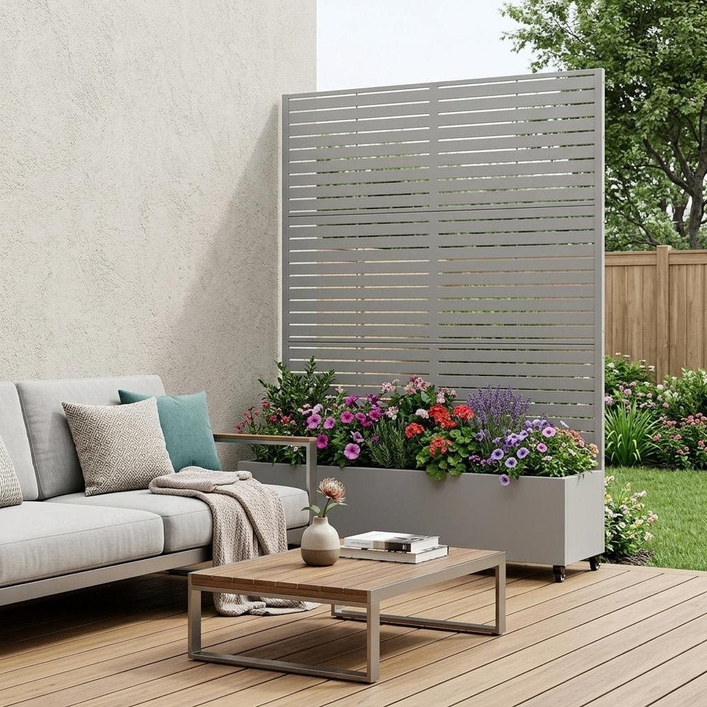 71" X 47" Gray Galvanized Metal Rectangular Planter Box