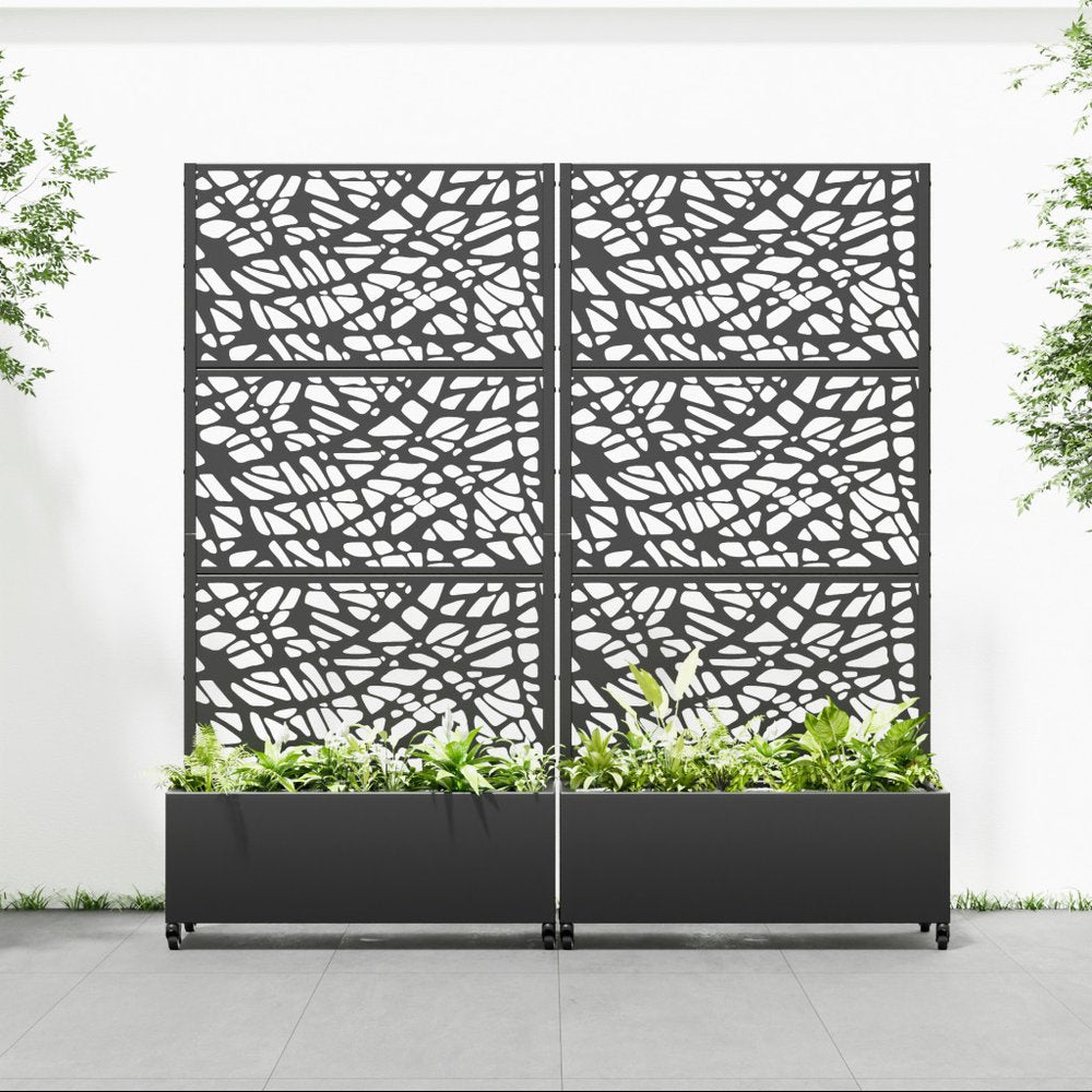 71" X 35" Black Galvanized Metal Rectangular Planter Box