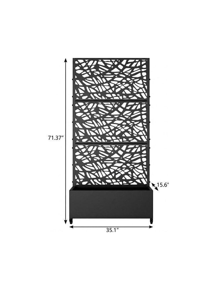71" X 35" Black Galvanized Metal Rectangular Planter Box