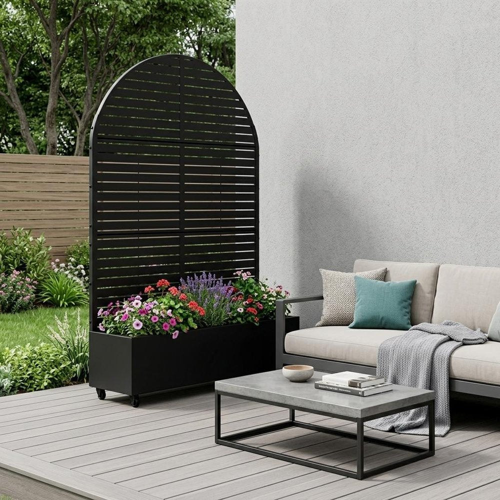 71" X 47" Black Galvanized Metal Rectangular Planter Box