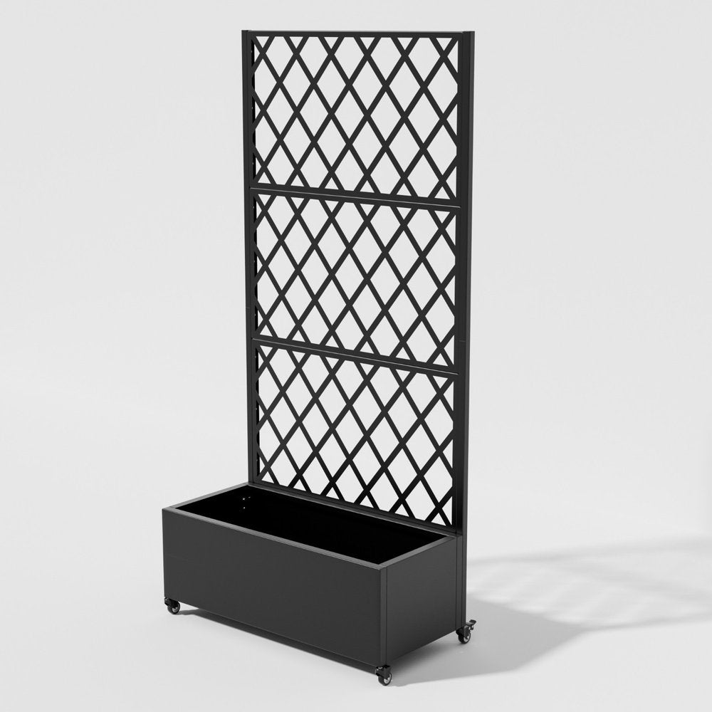 71" X 35" Black Galvanized Metal Rectangular Planter Box