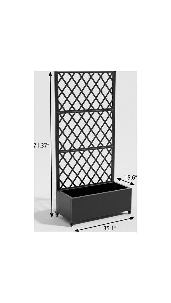 71" X 35" Black Galvanized Metal Rectangular Planter Box