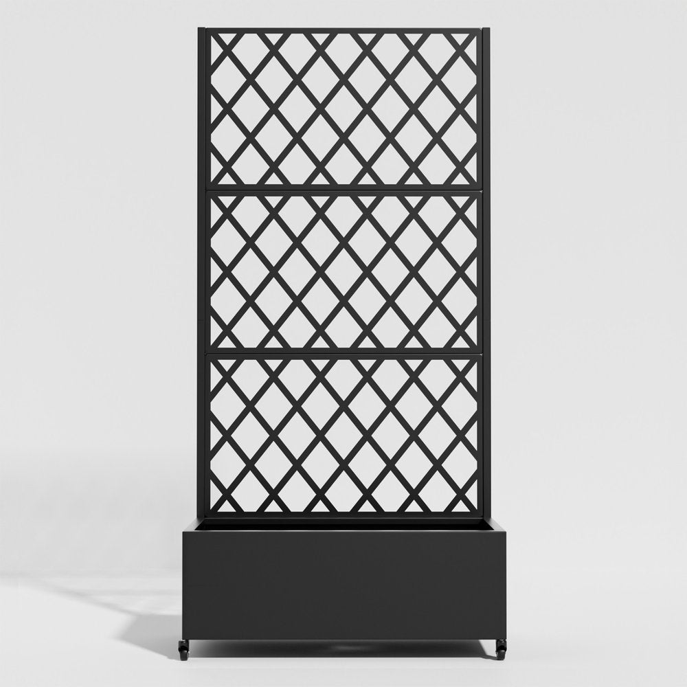 71" X 35" Black Galvanized Metal Rectangular Planter Box