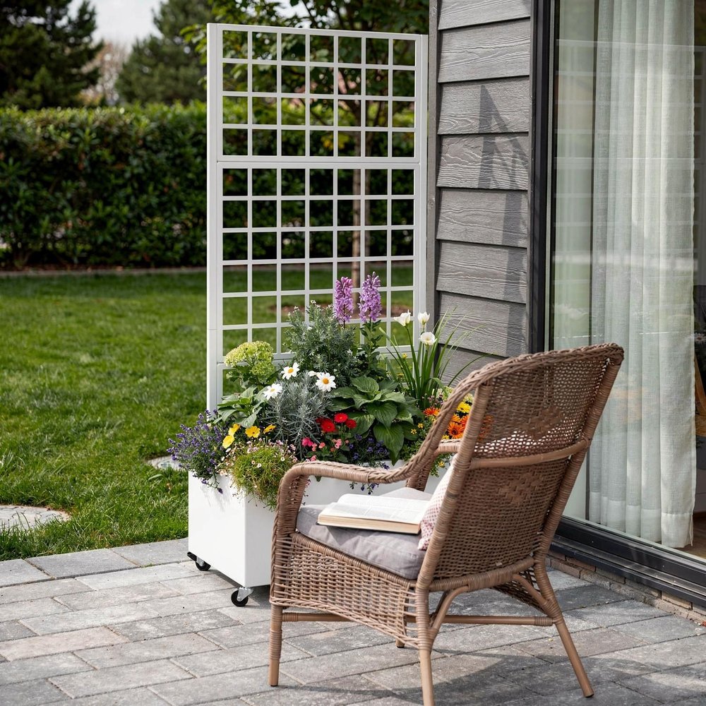 71" X 35" White Galvanized Metal Rectangular Planter Box
