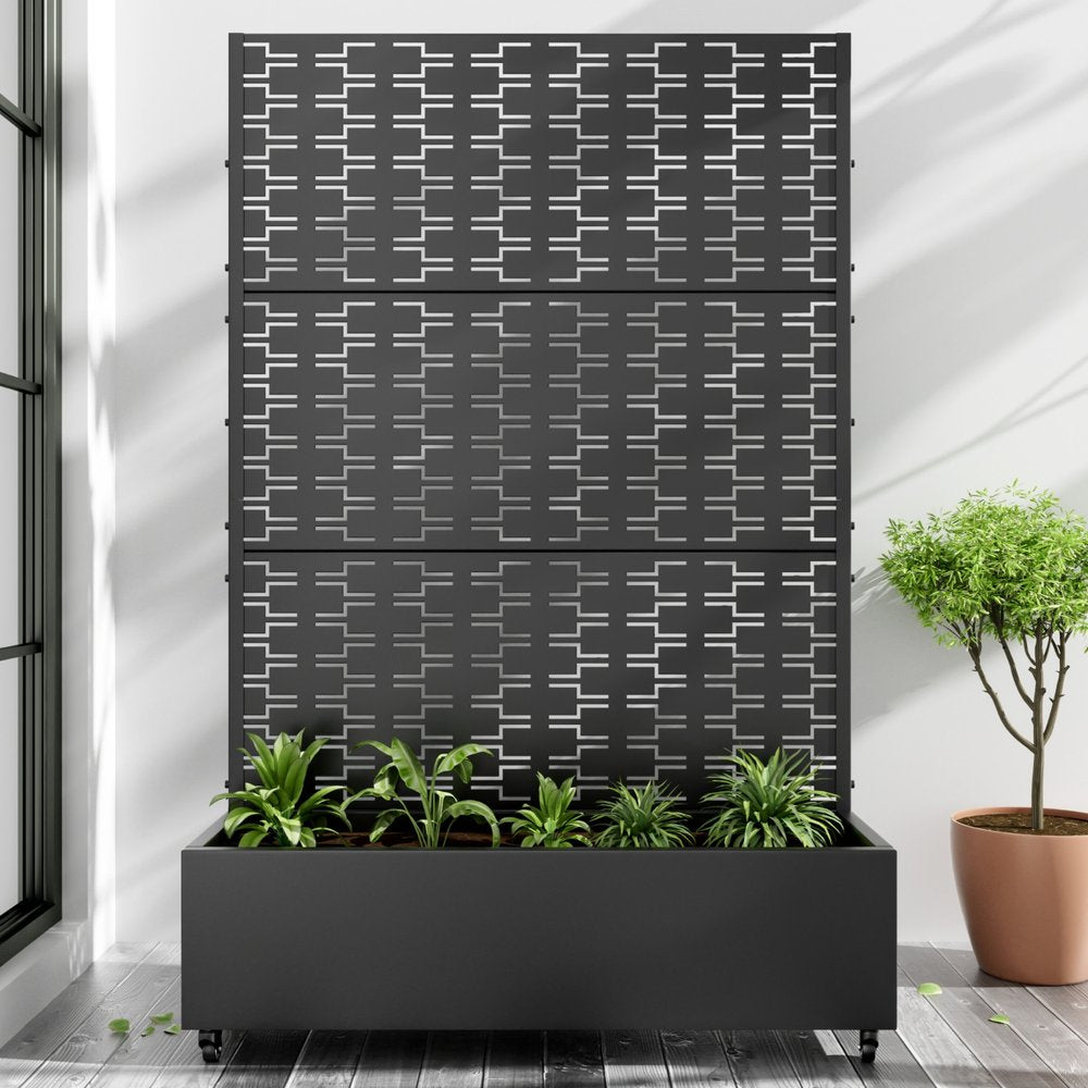 71" X 47" Black Galvanized Metal Rectangular Planter Box