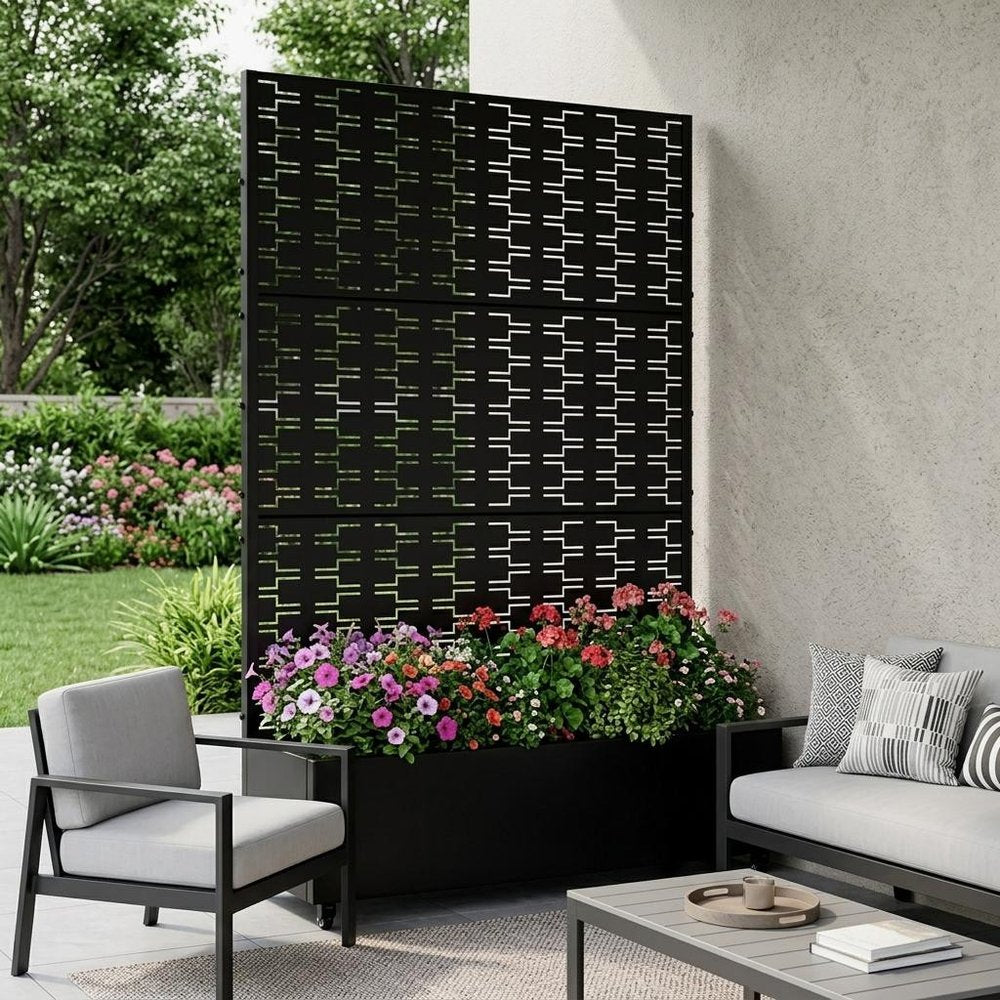 71" X 47" Black Galvanized Metal Rectangular Planter Box