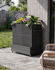 47" X 47" Black Galvanized Metal Rectangular Planter Box