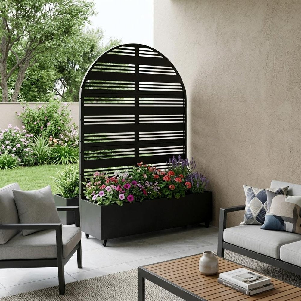 71" X 47" Black Galvanized Metal Rectangular Planter Box