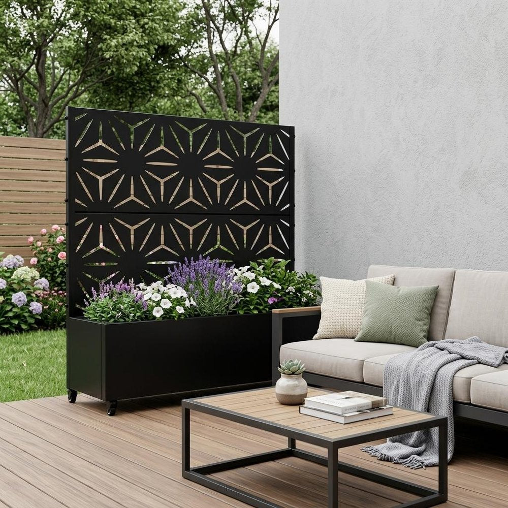 47" X 47" Black Galvanized Metal Rectangular Planter Box