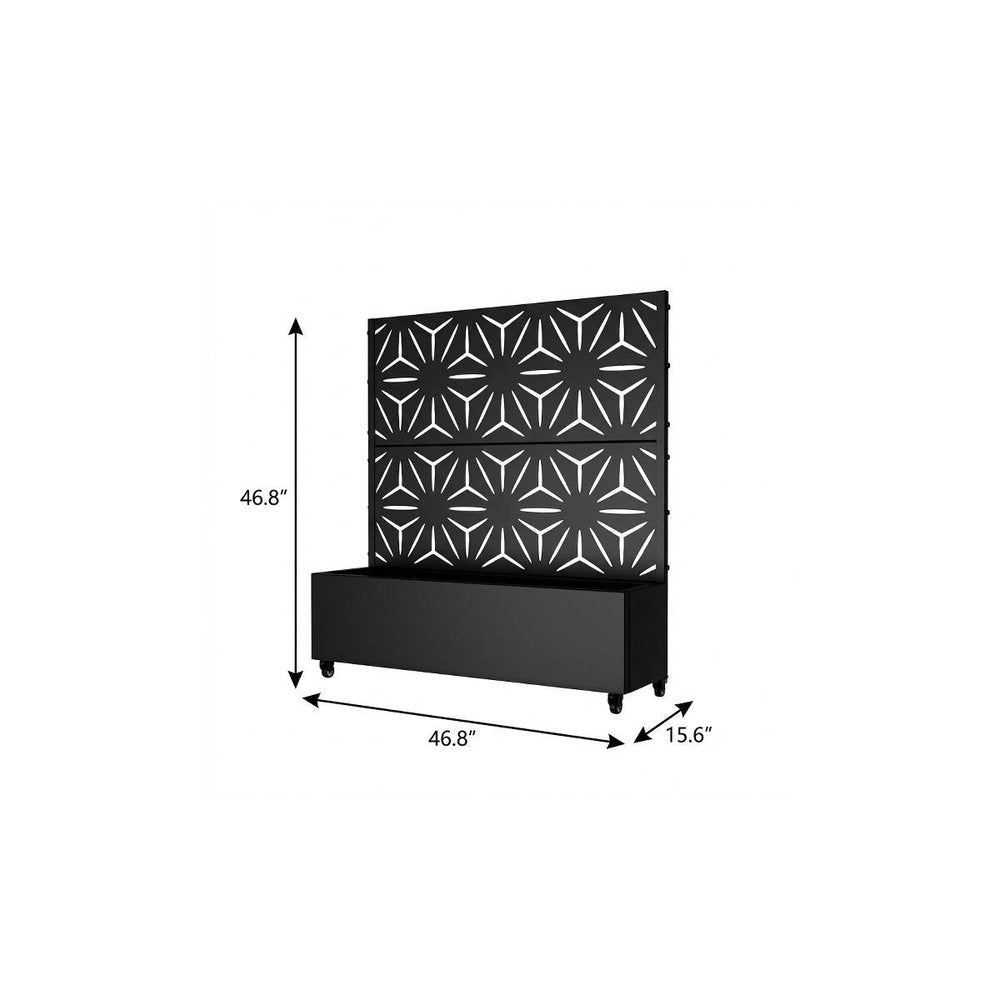 47" X 47" Black Galvanized Metal Rectangular Planter Box