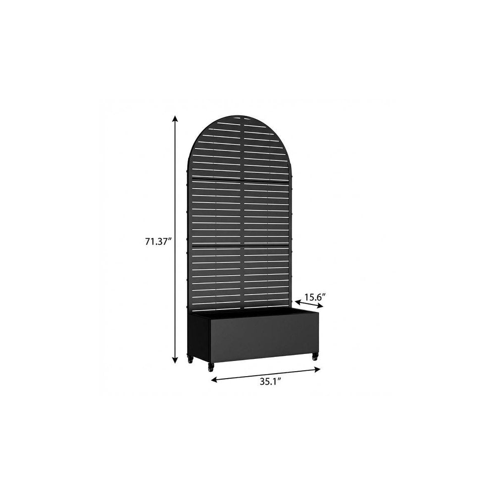 71" X 35" Black Galvanized Metal Rectangular Planter Box