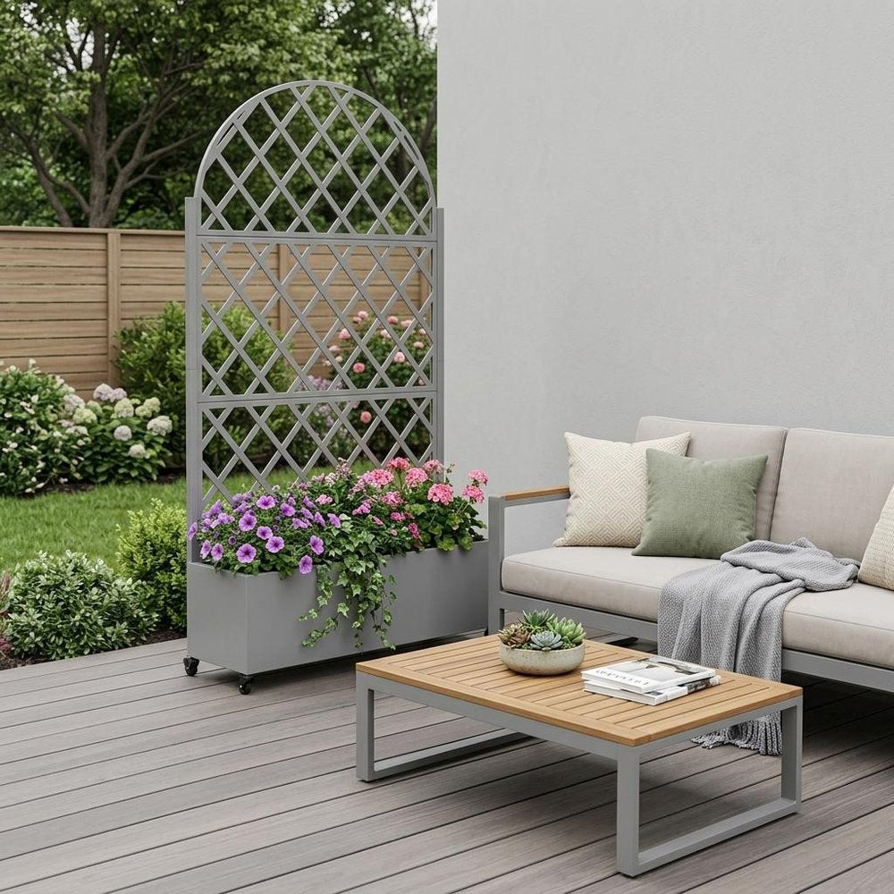 71" X 35" Gray Galvanized Metal Rectangular Planter Box