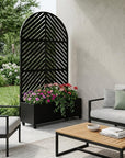 71" X 35" Black Galvanized Metal Rectangular Planter Box
