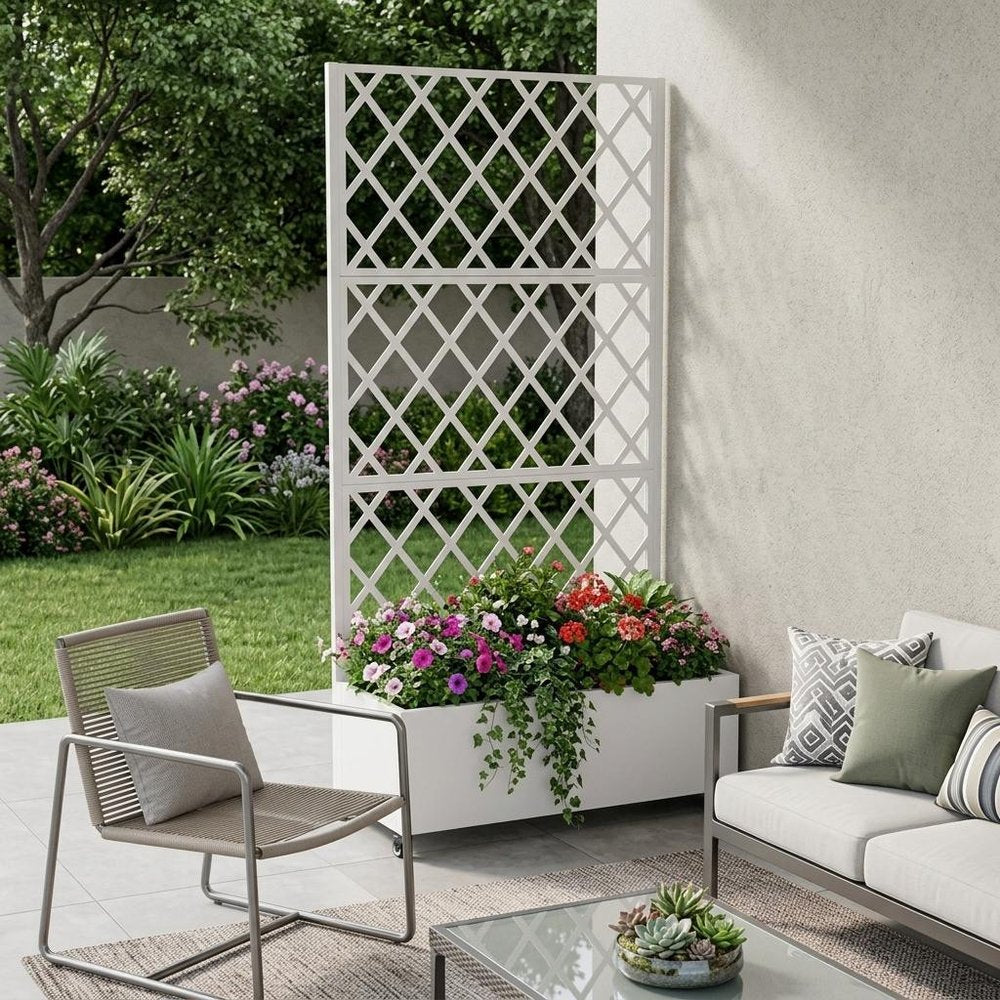 71" X 35" White Galvanized Metal Rectangular Planter Box