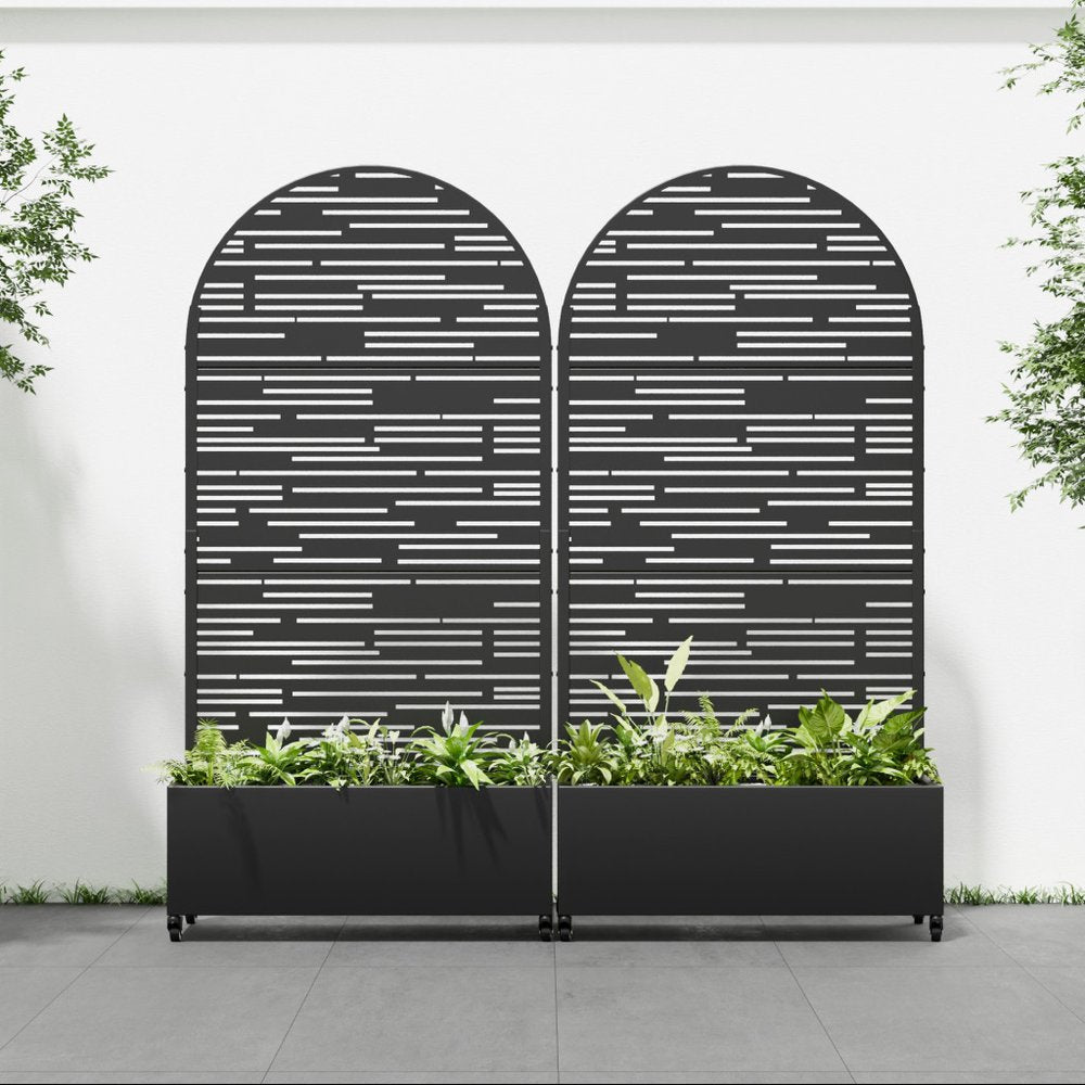 71" X 35" Black Galvanized Metal Rectangular Planter Box