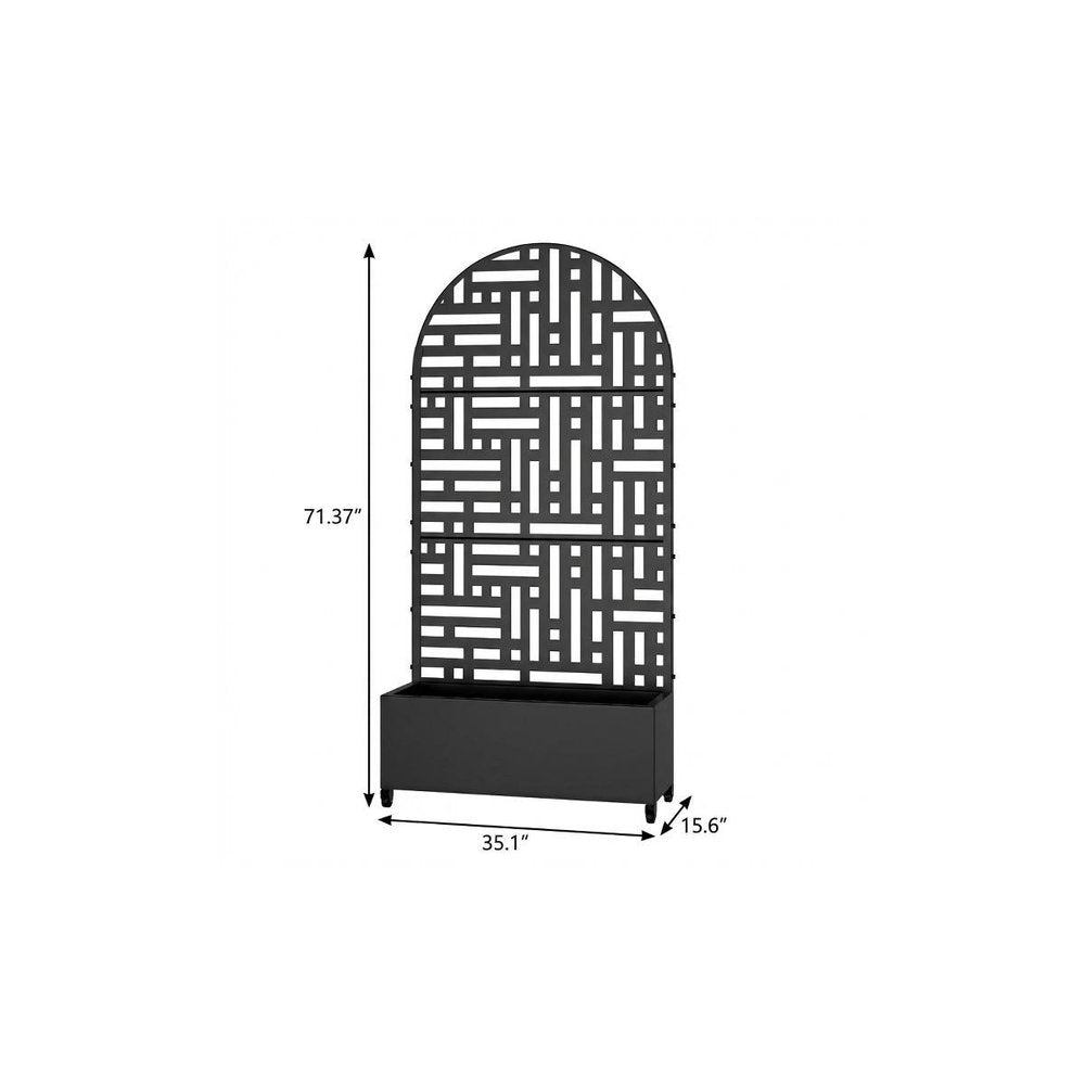 71" X 35" Black Galvanized Metal Rectangular Planter Box