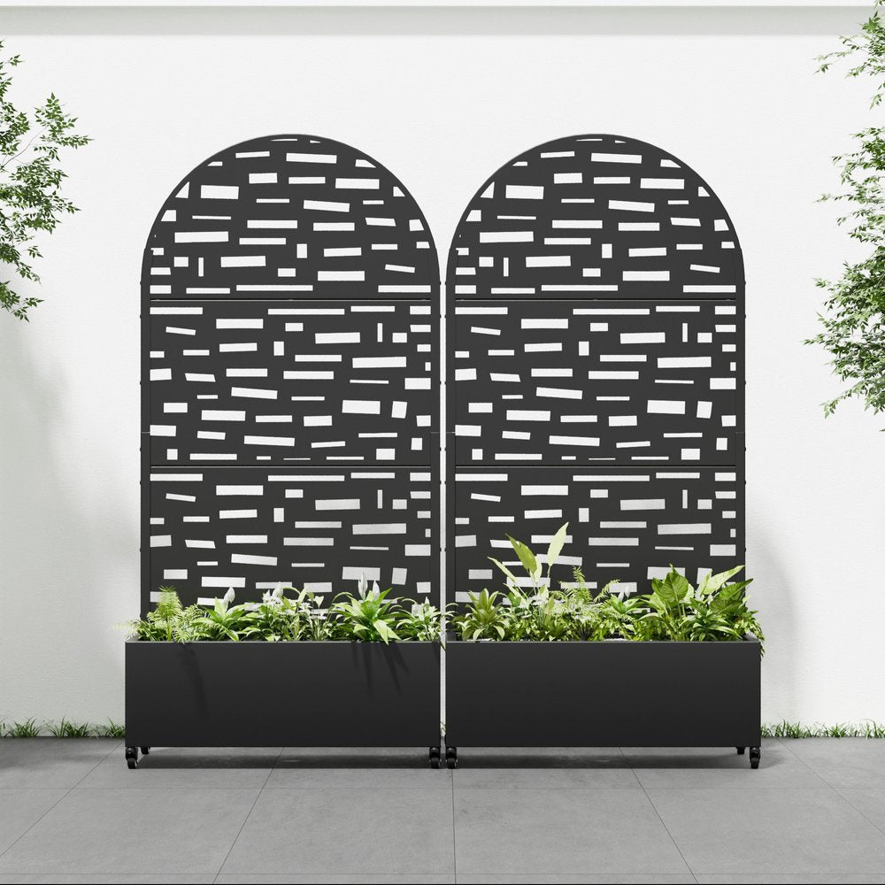 71" X 35" Black Galvanized Metal Rectangular Planter Box