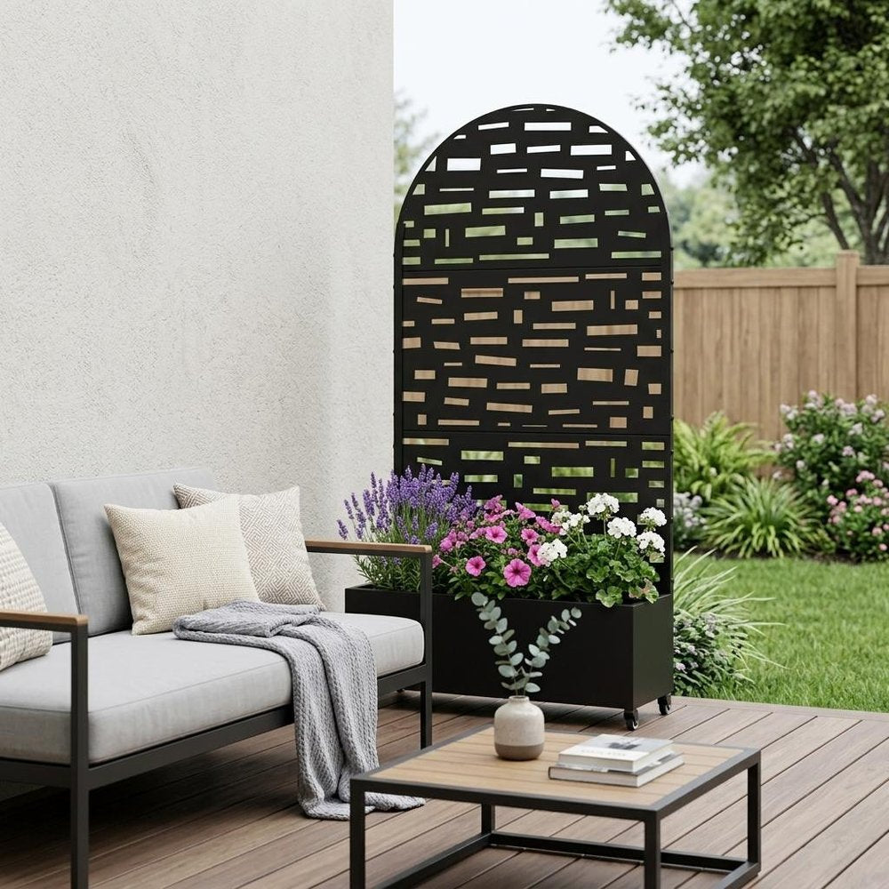 71" X 35" Black Galvanized Metal Rectangular Planter Box