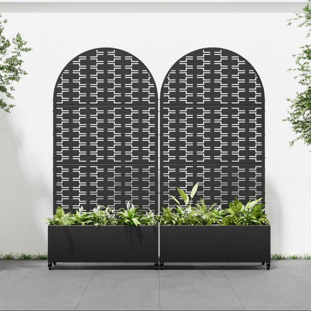 71" X 35" Black Galvanized Metal Rectangular Planter Box