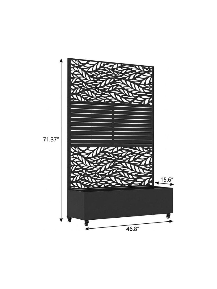 71" X 47" Black Galvanized Metal Rectangular Planter Box