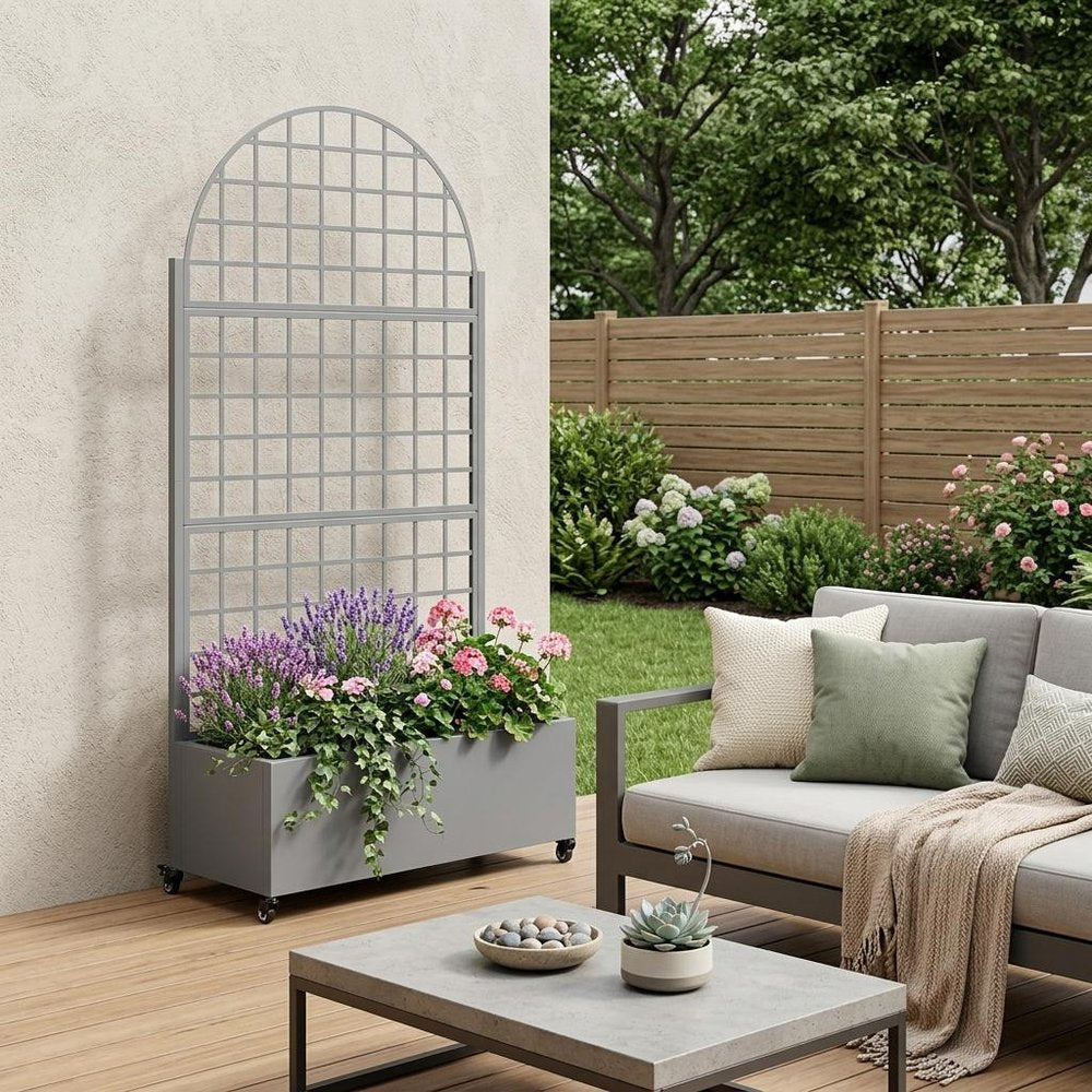 71" X 35" Gray Galvanized Metal Rectangular Planter Box