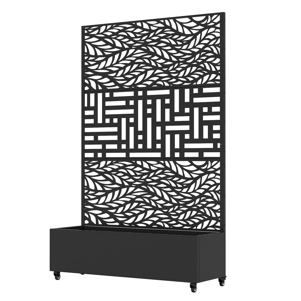 71" X 47" Black Galvanized Metal Rectangular Planter Box