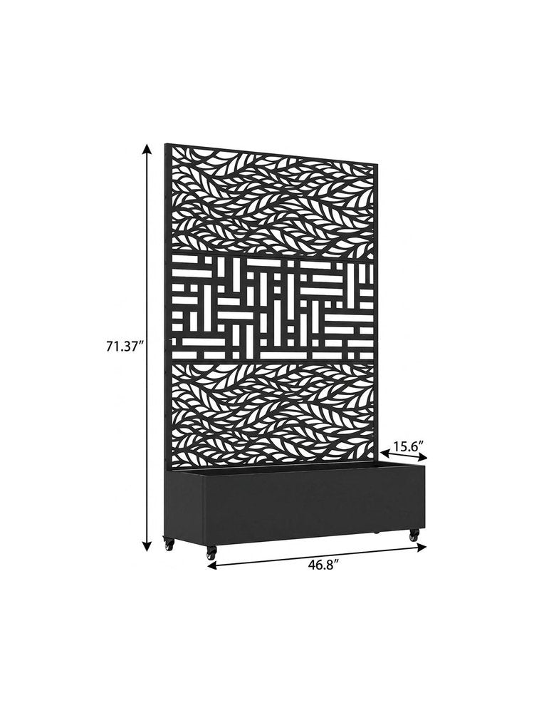 71" X 47" Black Galvanized Metal Rectangular Planter Box