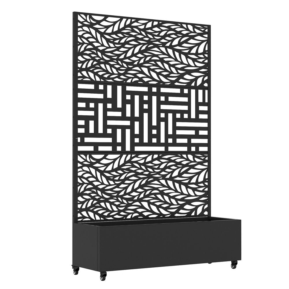 71" X 47" Black Galvanized Metal Rectangular Planter Box