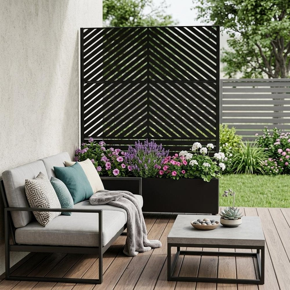 71" X 47" Black Galvanized Metal Rectangular Planter Box