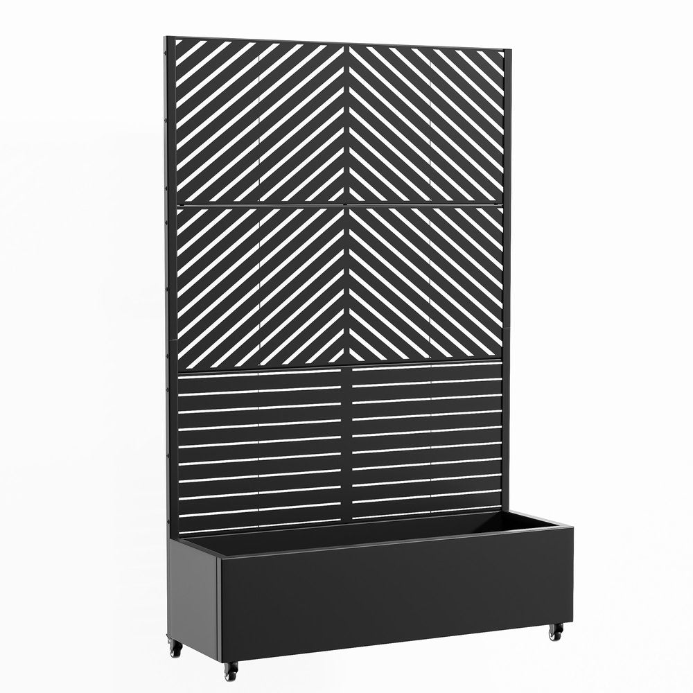 71" X 47" Black Galvanized Metal Rectangular Planter Box