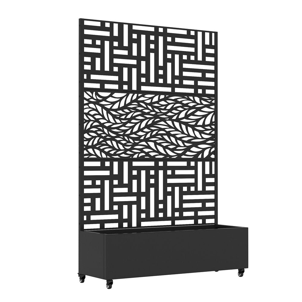 71" X 47" Black Galvanized Metal Rectangular Planter Box